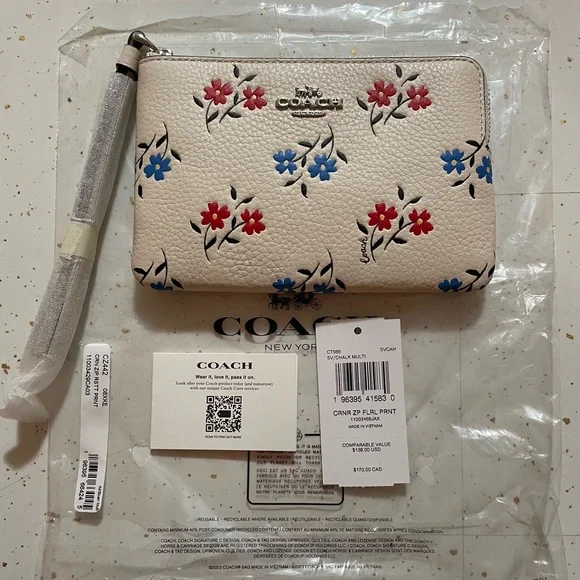 Coach | Bags | Coach Cream Wallet With Red And Blue Floral  display picture 1
